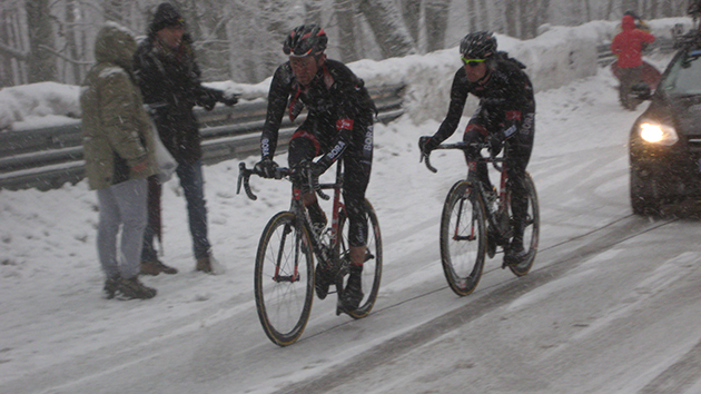 Climbing in the snow